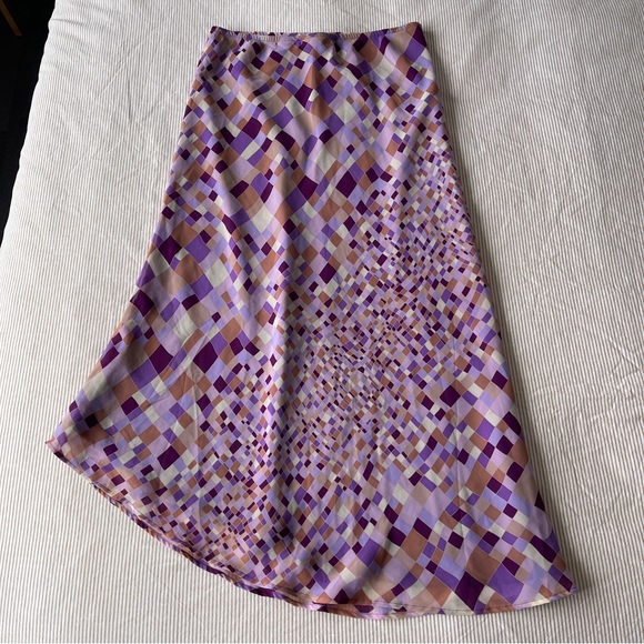 Vintage Express Purple Geometric Print Midi Slip Skirt - Picture 6 of 6